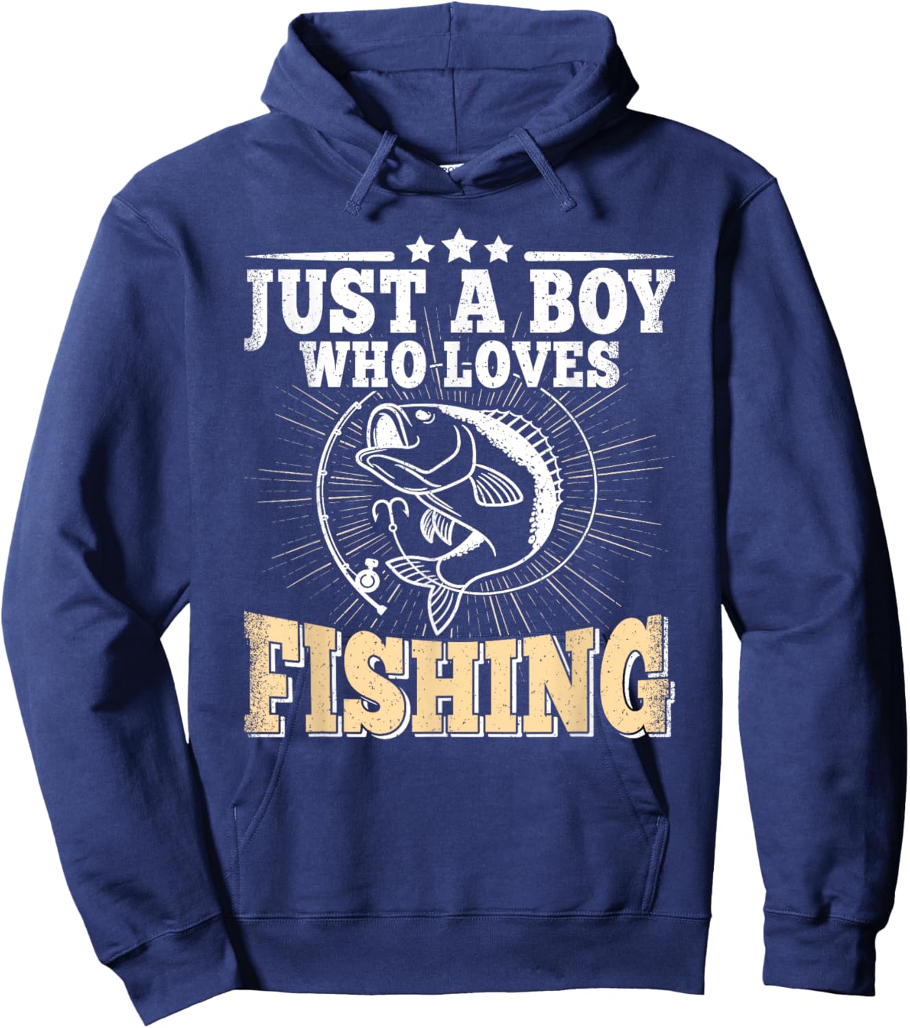 Just A Boy Who Loves Fishing Funny Bass Fish Fisherman Hoodie - Hoodie | Navy