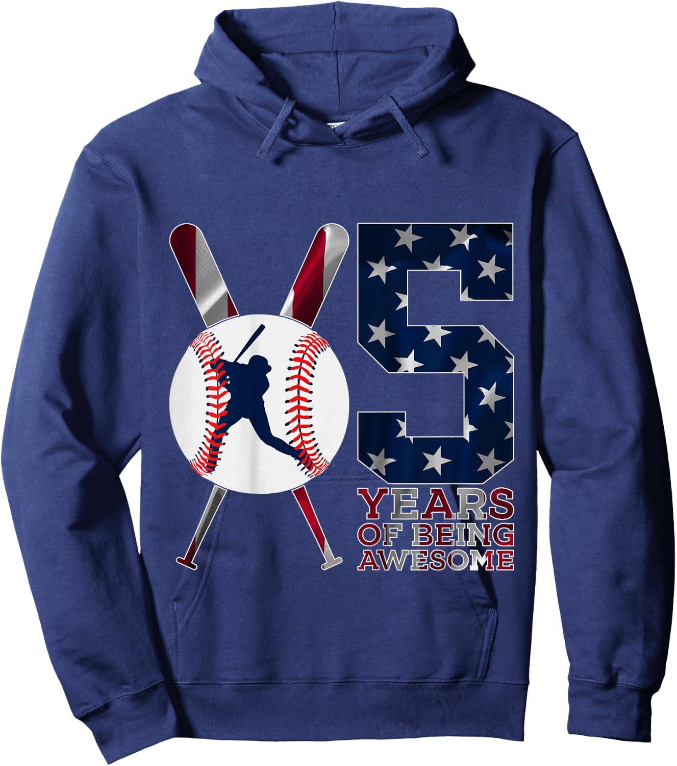 5 Years of Being Awesome Baseball 5th Birthday Hoodie - Hoodie | Navy