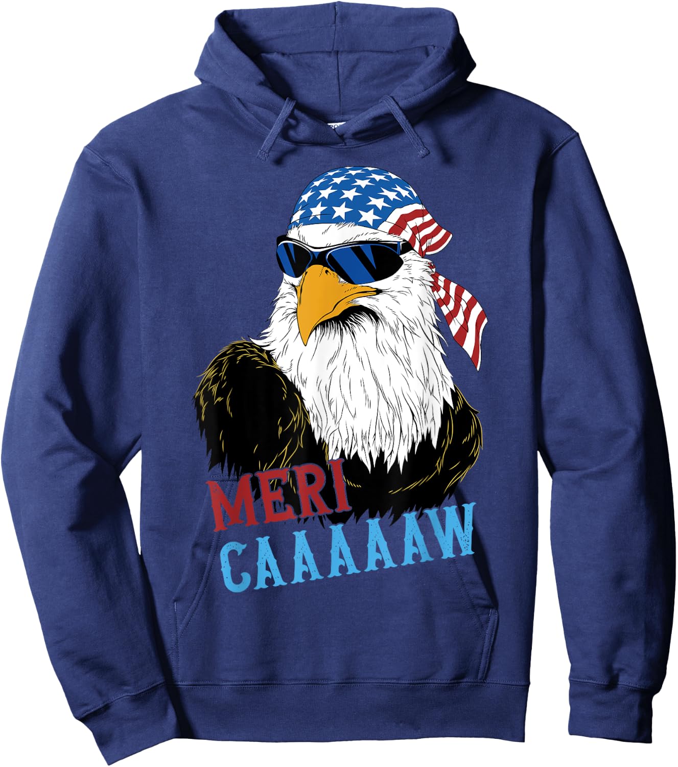 mericaaaaaw Eagle Mullet 4th Of July USA American Flag Hoodie - Hoodie | Navy
