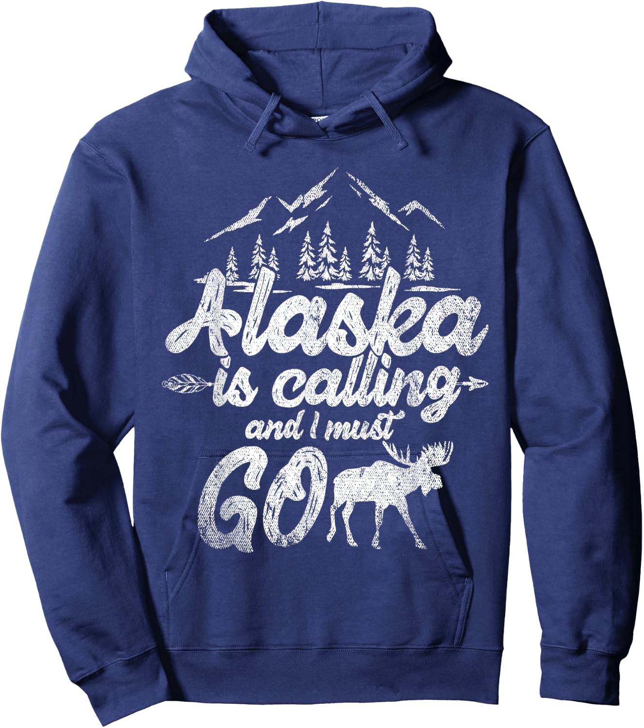 Mountain Hiking Nature Forest Animal Elk Funny Alaska Hoodie - Hoodie | Navy