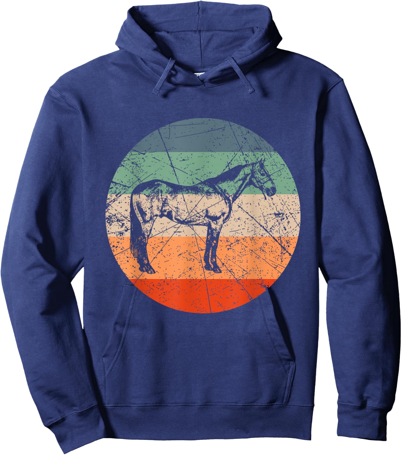 Retro Horse Silhouette - Vintage American Quarter Horse Hoodie - Hoodie | Navy