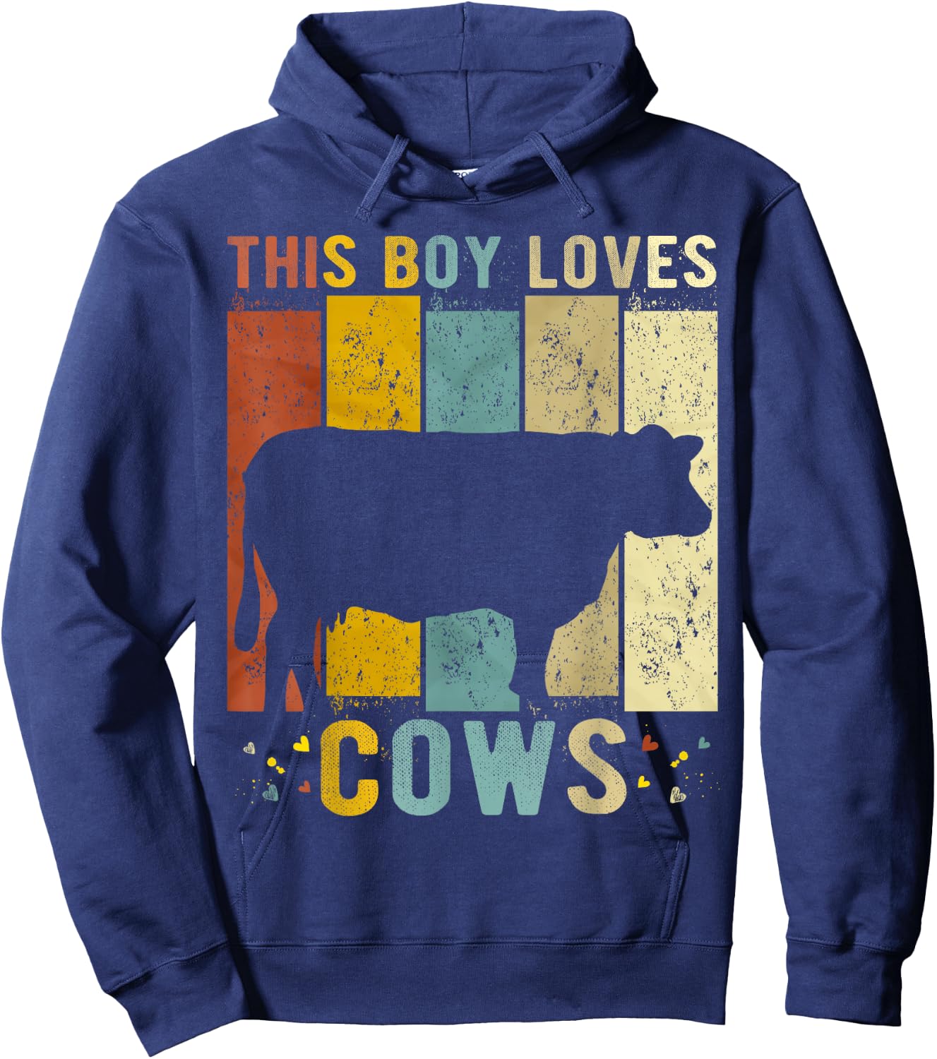 This Boy Loves Cows Boys Cow Hoodie - Hoodie | Navy