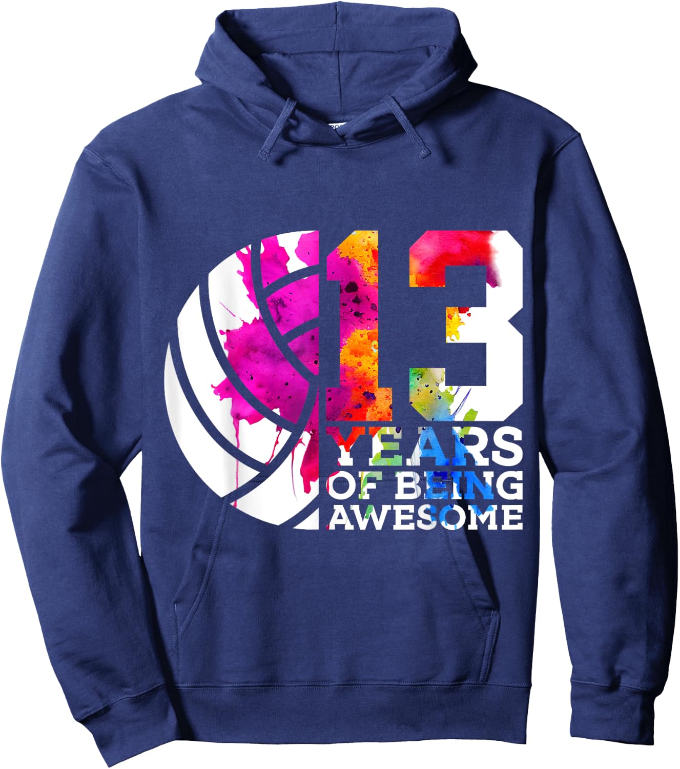 13 Years of Being Awesome Volleyball 13th Birthday Hoodie - Hoodie | Navy