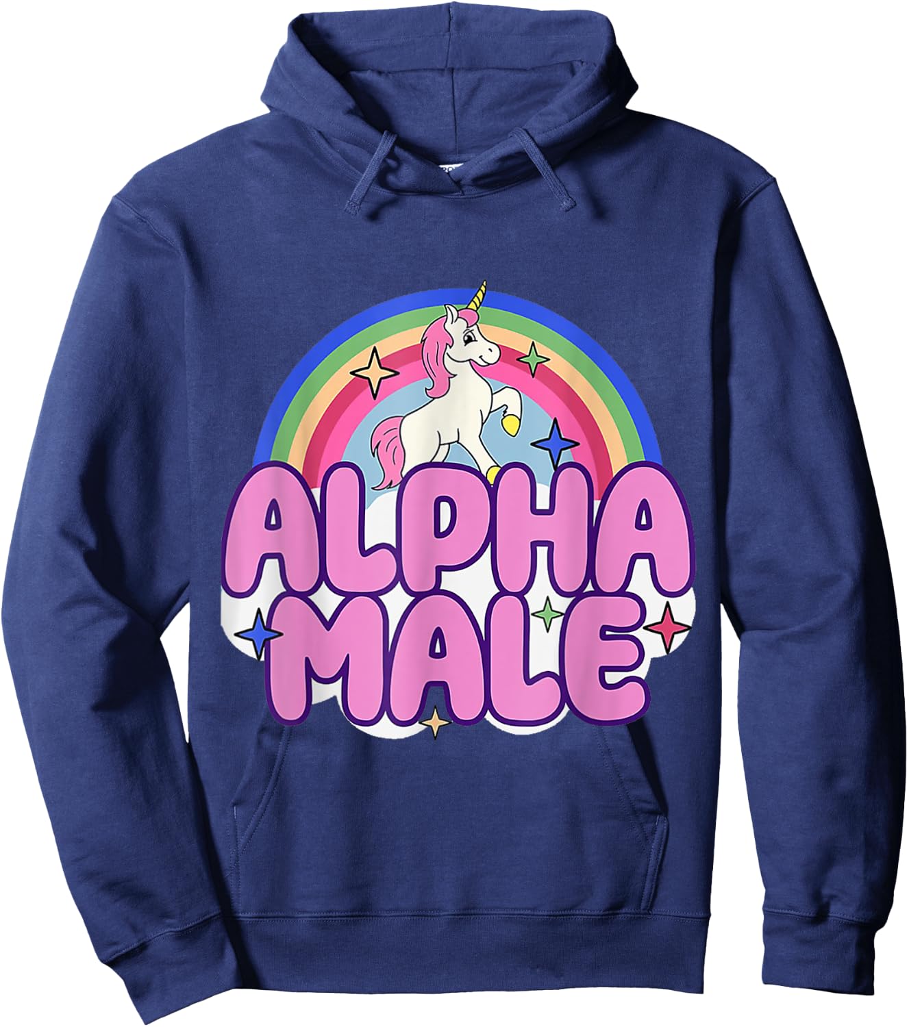 Ironic Alpha Male Unicorn Rainbow Women Hoodie - Hoodie | Navy