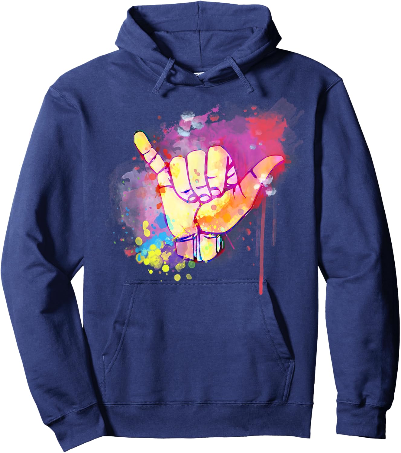 Cute Hawaiian Shaka Sign Colorful Classic Retro 80's Summer Hoodie - Hoodie | Navy