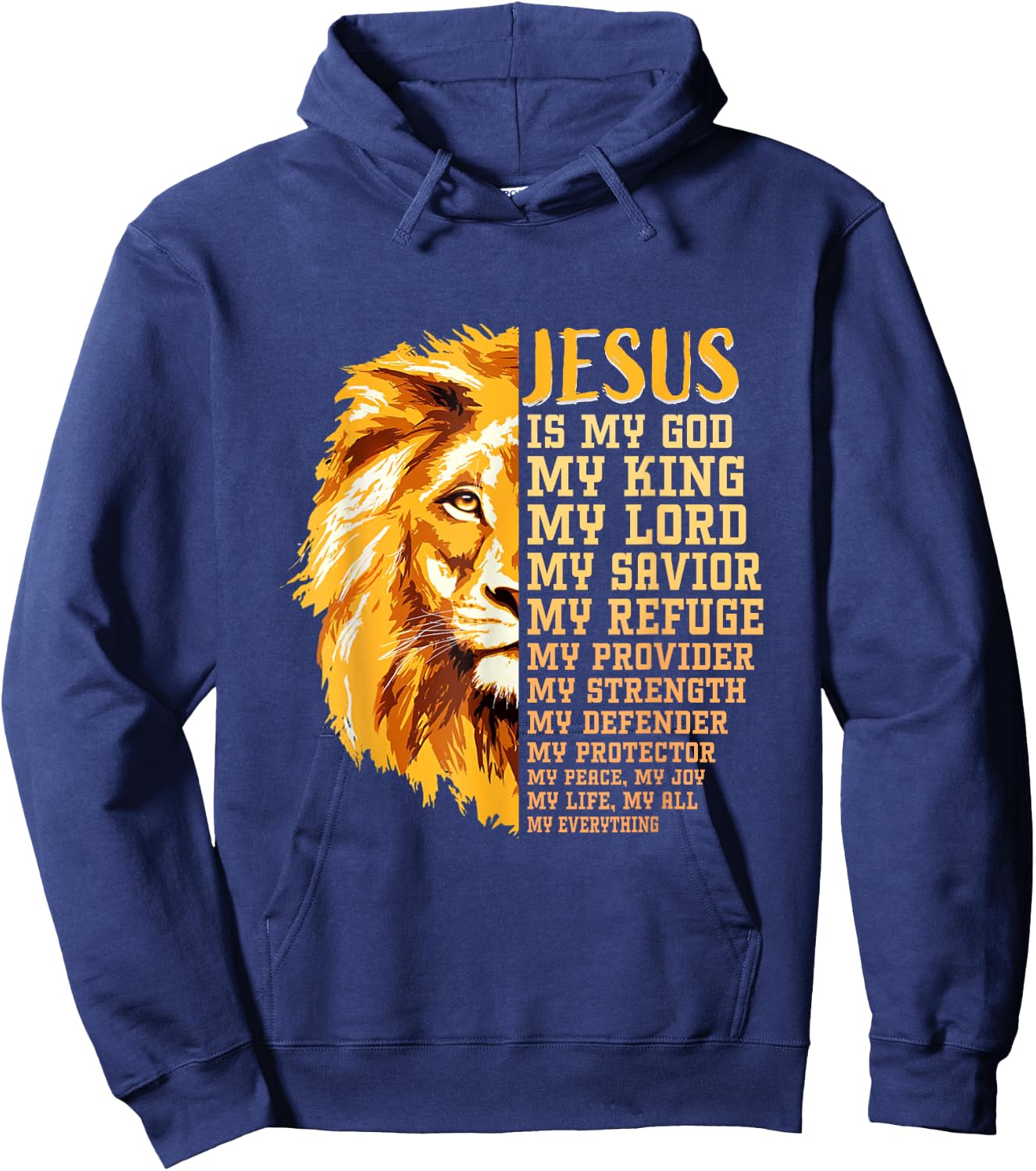 Jesus Is My God My King Black History Month BLM Melanin Lion Hoodie - Hoodie | Navy