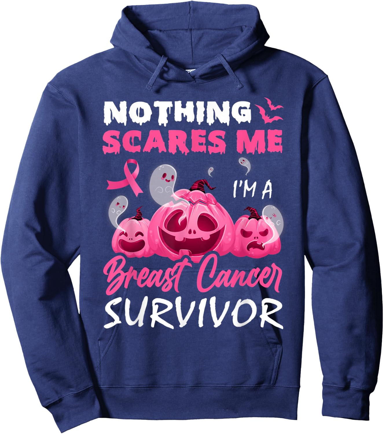 Nothing Scare Me I'm A Breast Cancer Survivor Halloween Day Hoodie - Hoodie | Navy