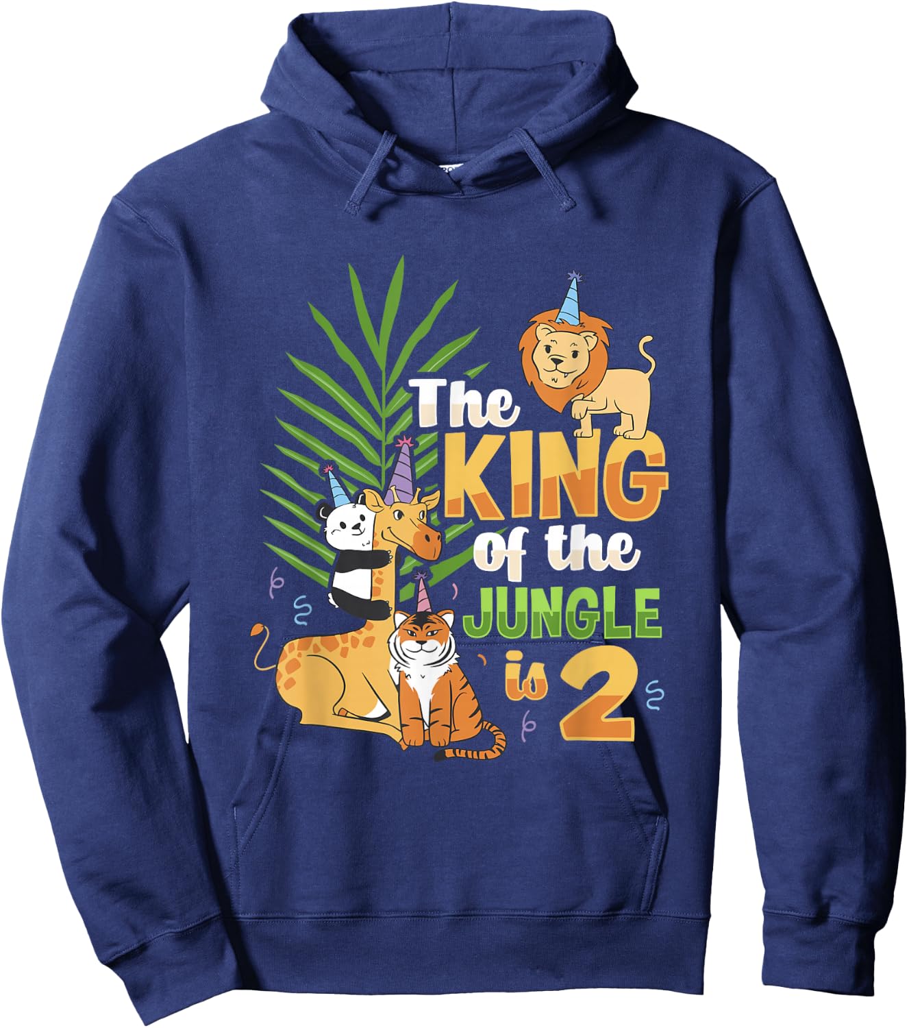 The king of the jungle is 2 Birthday Zoo Animal kids Design Hoodie - Hoodie | Navy