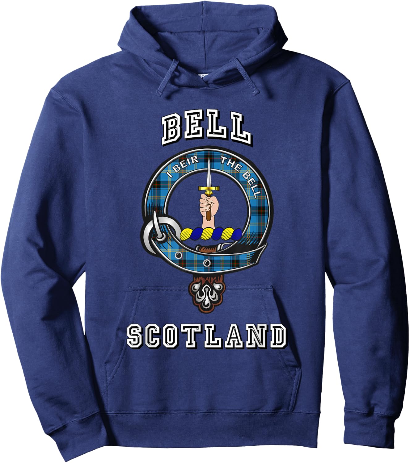 Bell Tartan Clan Badge Athletic Style Hoodie - Hoodie | Navy