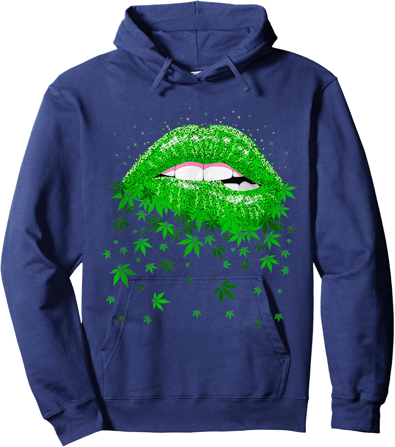 Funny Sexy Lips Cannabis Marijuana Weed Pot Leaf Lover Hoodie - Hoodie | Navy