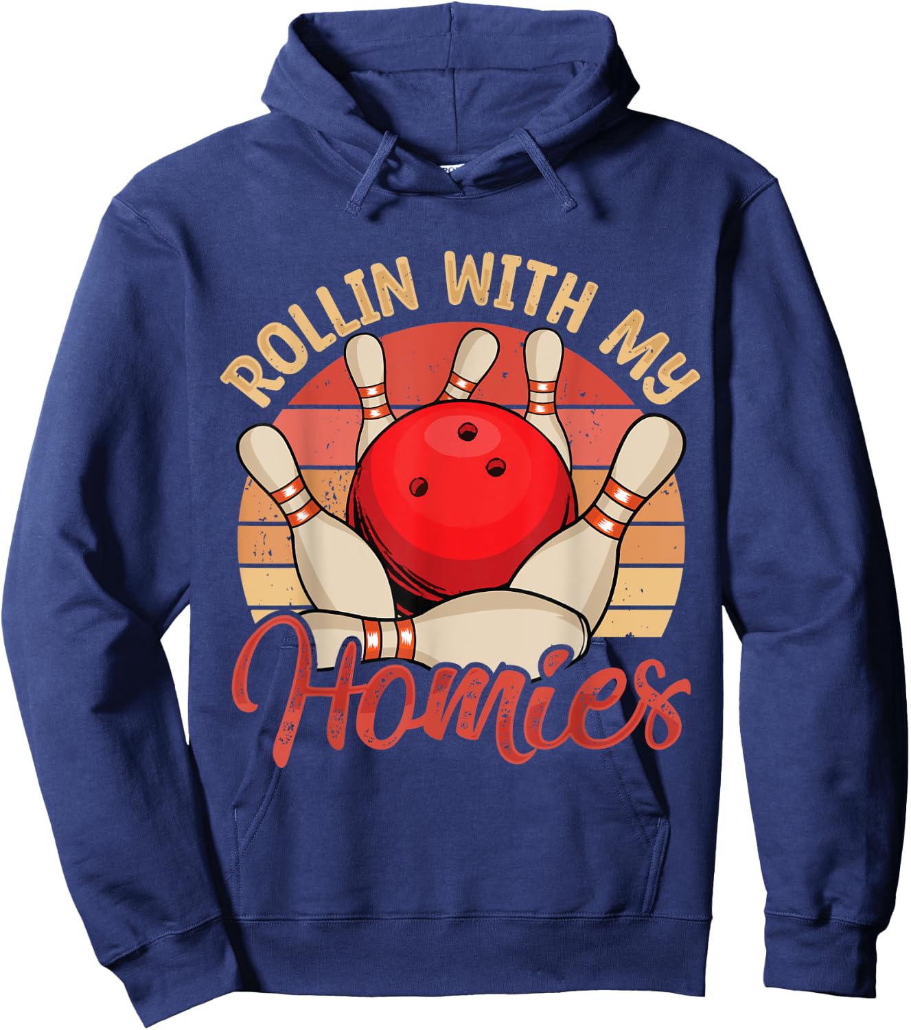 Rollin with My Homies Funny Bowling Bowlers Team Retro Hoodie - Hoodie | Navy
