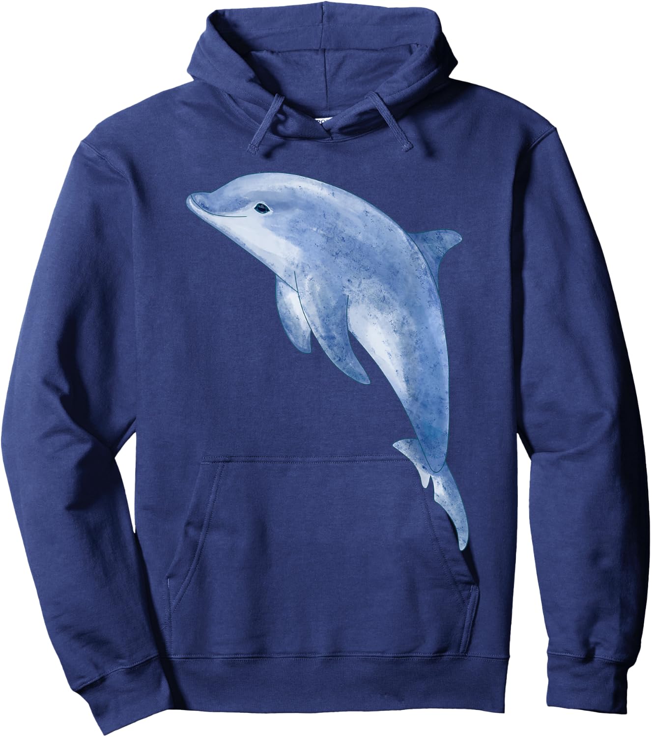 Cute Playful Blue Bottlenose Dolphin Watercolor Artwork Hoodie - Hoodie | Navy