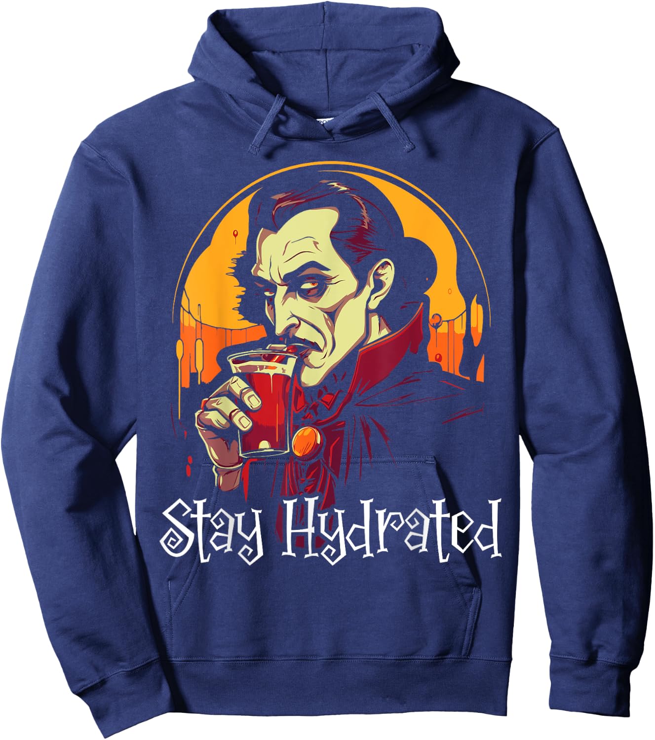 Dracula Halloween Scary Trick Or Treat Spooky Vampire Hoodie - Hoodie | Navy