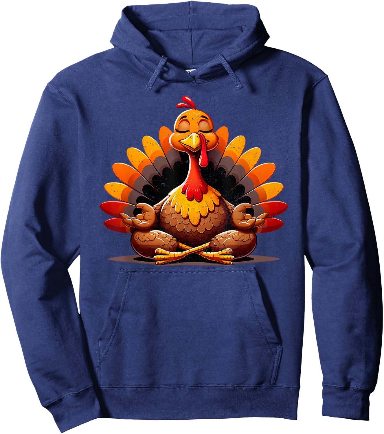Turkey Yoga Thanksgiving Day Funny Meditating Namaste Fall Hoodie - Hoodie | Navy