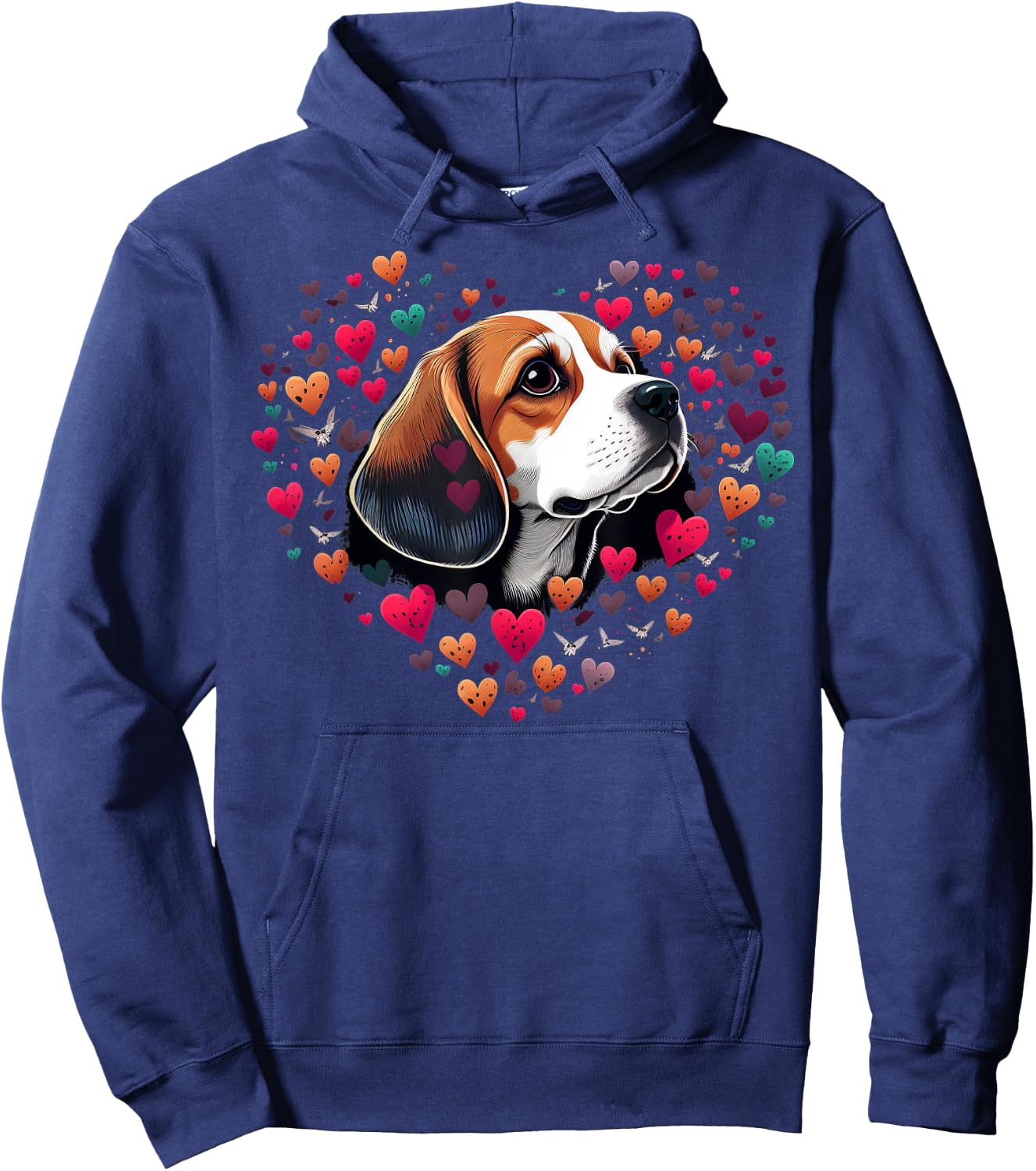 Beagle Love Heart for Valentines Day on Beagle Lover Hoodie - Hoodie | Navy