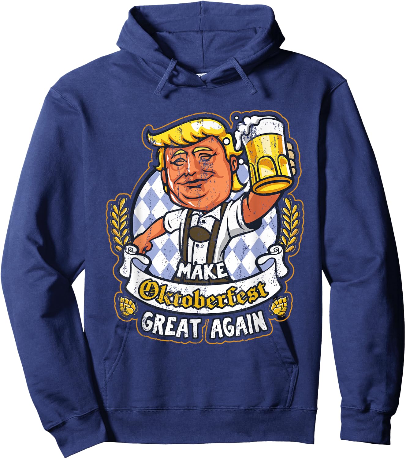 Make Oktoberfest Great Again Funny Beer Drinking Trump Hoodie - Hoodie | Navy