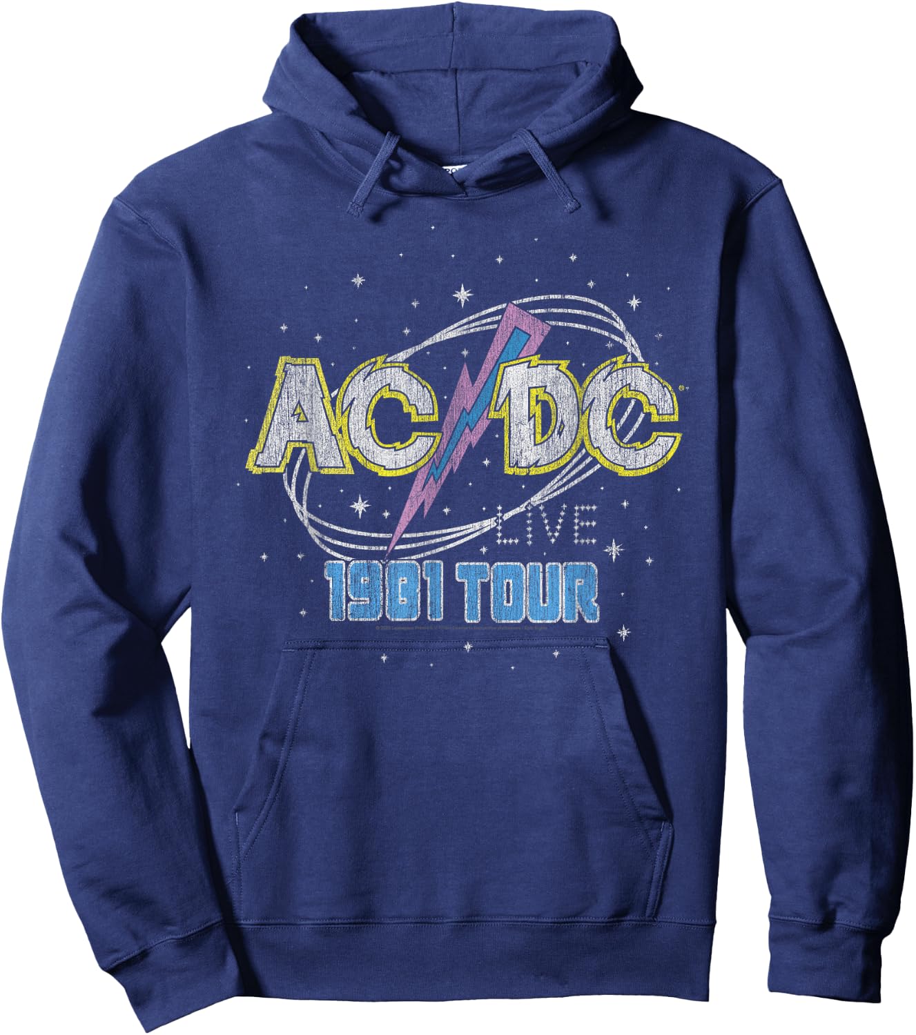 Official AC/DC 1981 Live World Tour Retro Logo Hoodie - Hoodie | Navy
