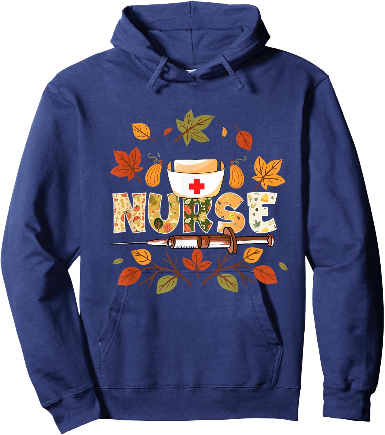 Autumn Fall Outfit Nurse Thankful Grateful Blessed Hoodie - Hoodie | Navy
