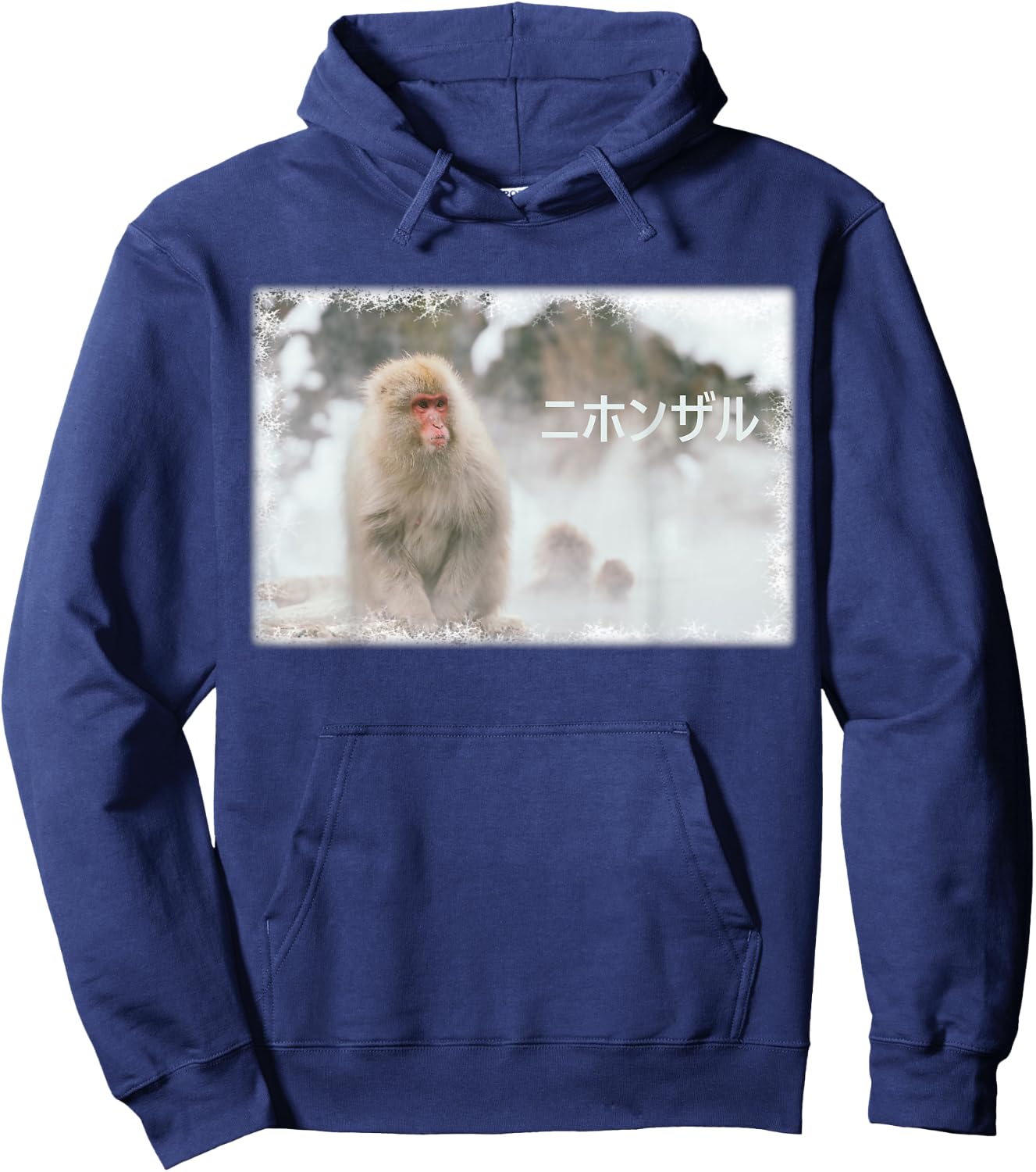 Japanese Macaque Monkey in the Snow Photo Hoodie - Hoodie | Navy