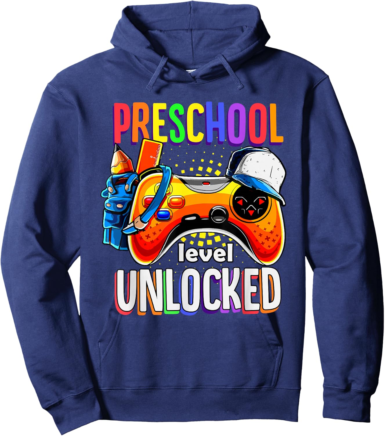 Gamer Back To School Gamepad Preschool Level Unlocked Hoodie - Hoodie | Navy