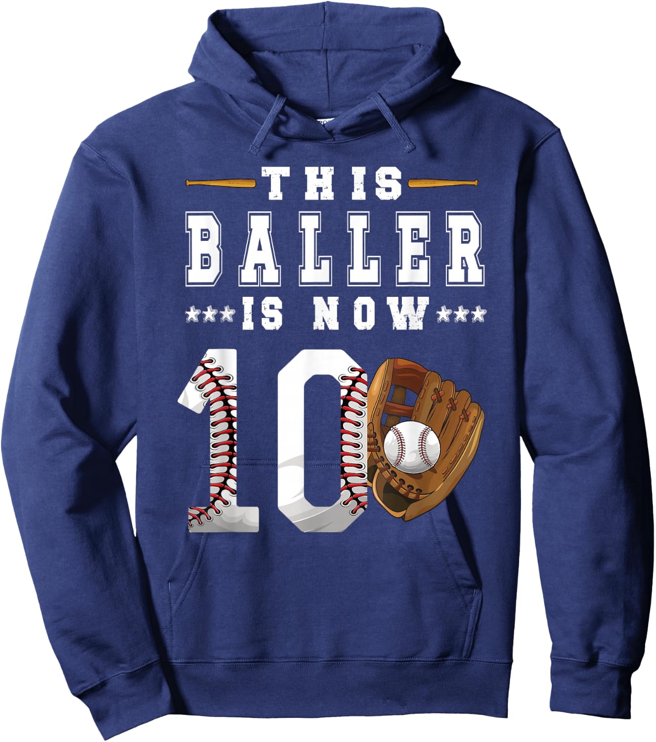 10th Birthday Baseball Boy Ten Year Old Baseball Player Hoodie - Hoodie | Navy