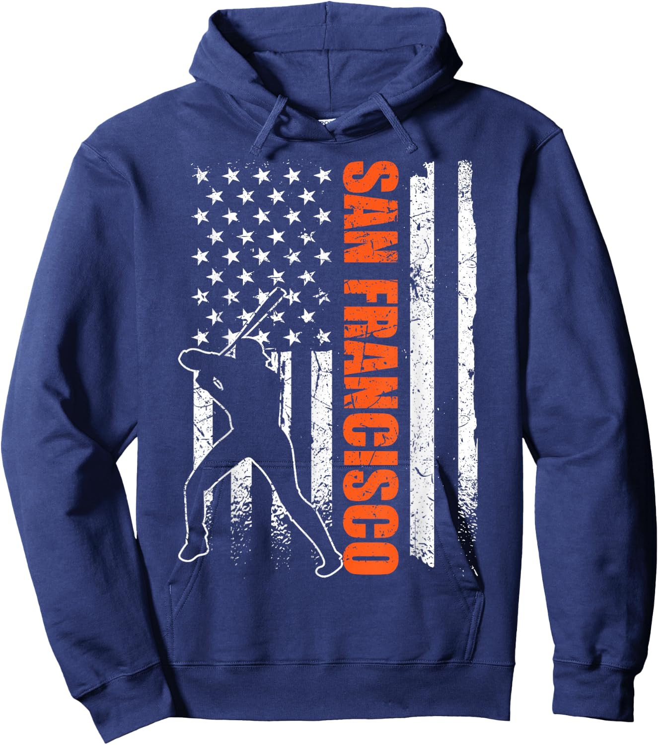 San Francisco Baseball Flag USA Vintage Patriotic Baseball Hoodie - Hoodie | Navy
