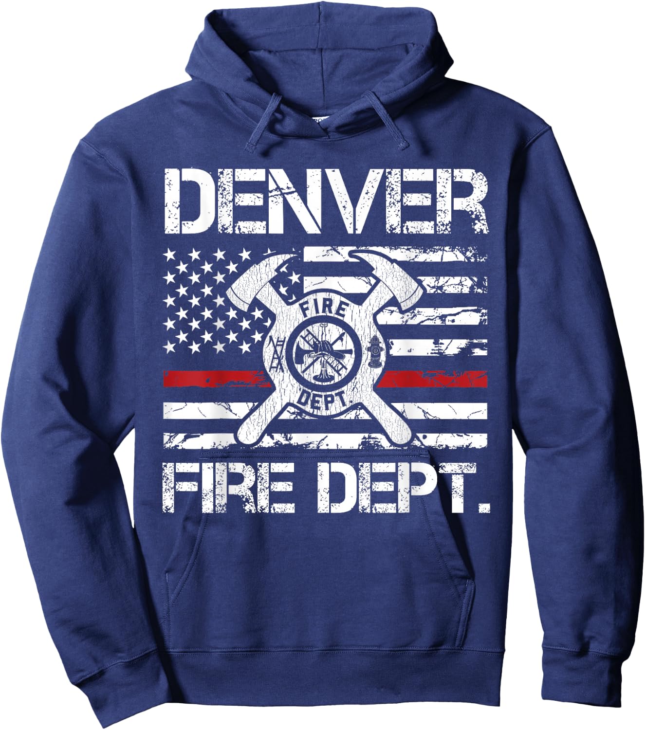 Denver Colorado Fire Department Thin Red Line Logo Hoodie - Hoodie | Navy