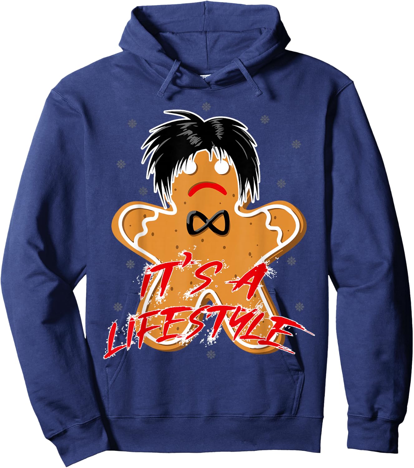 Funny Black Hair Punk Alternative Emo Music Lover Christmas Emo Heritage Dark Lifestyle Funny Gingerbread man Hoodie - Hoodie | Navy