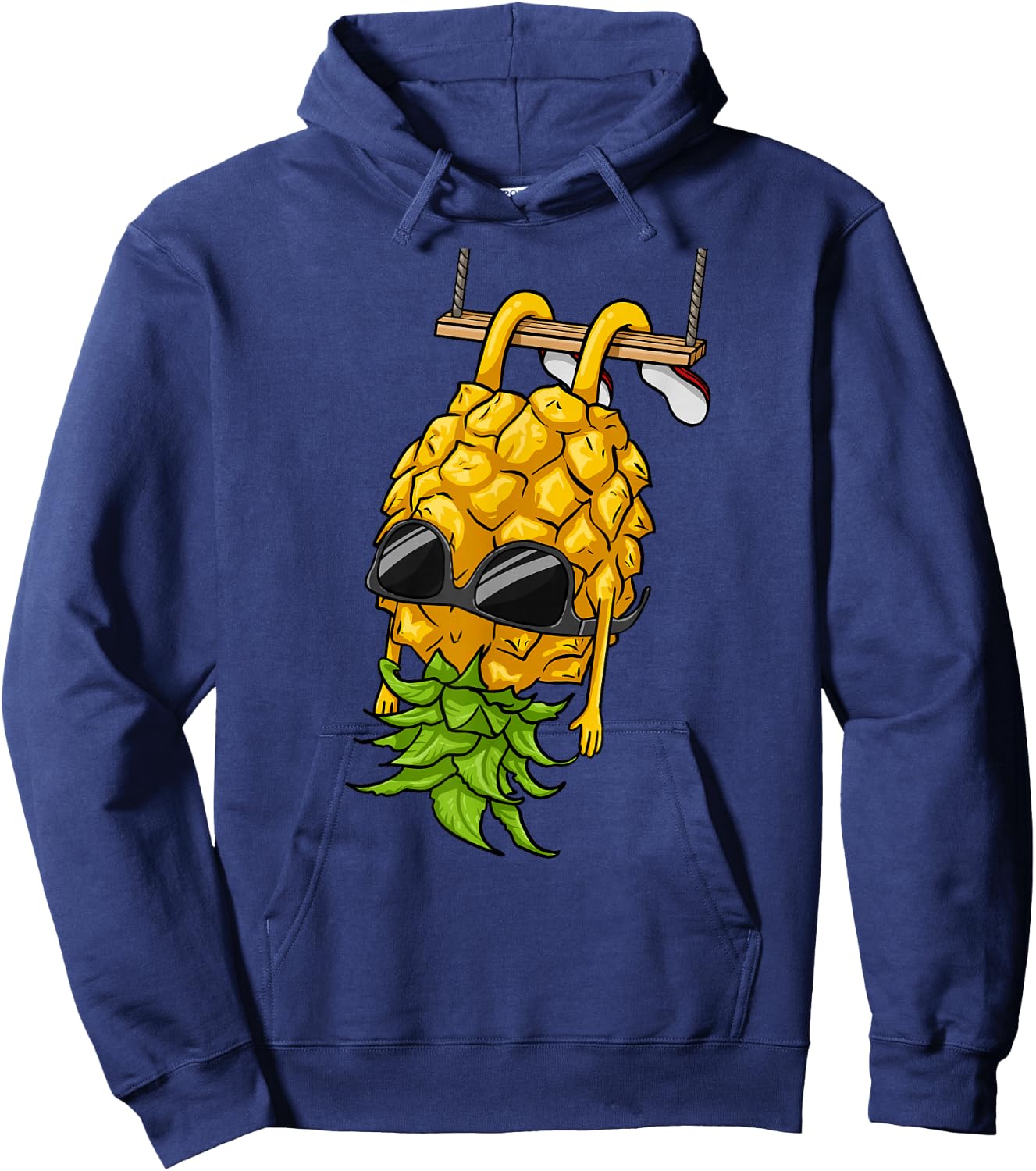 Swinging Pineapple Cartoon Swinger Upside Down Pineapple Hoodie - Hoodie | Navy