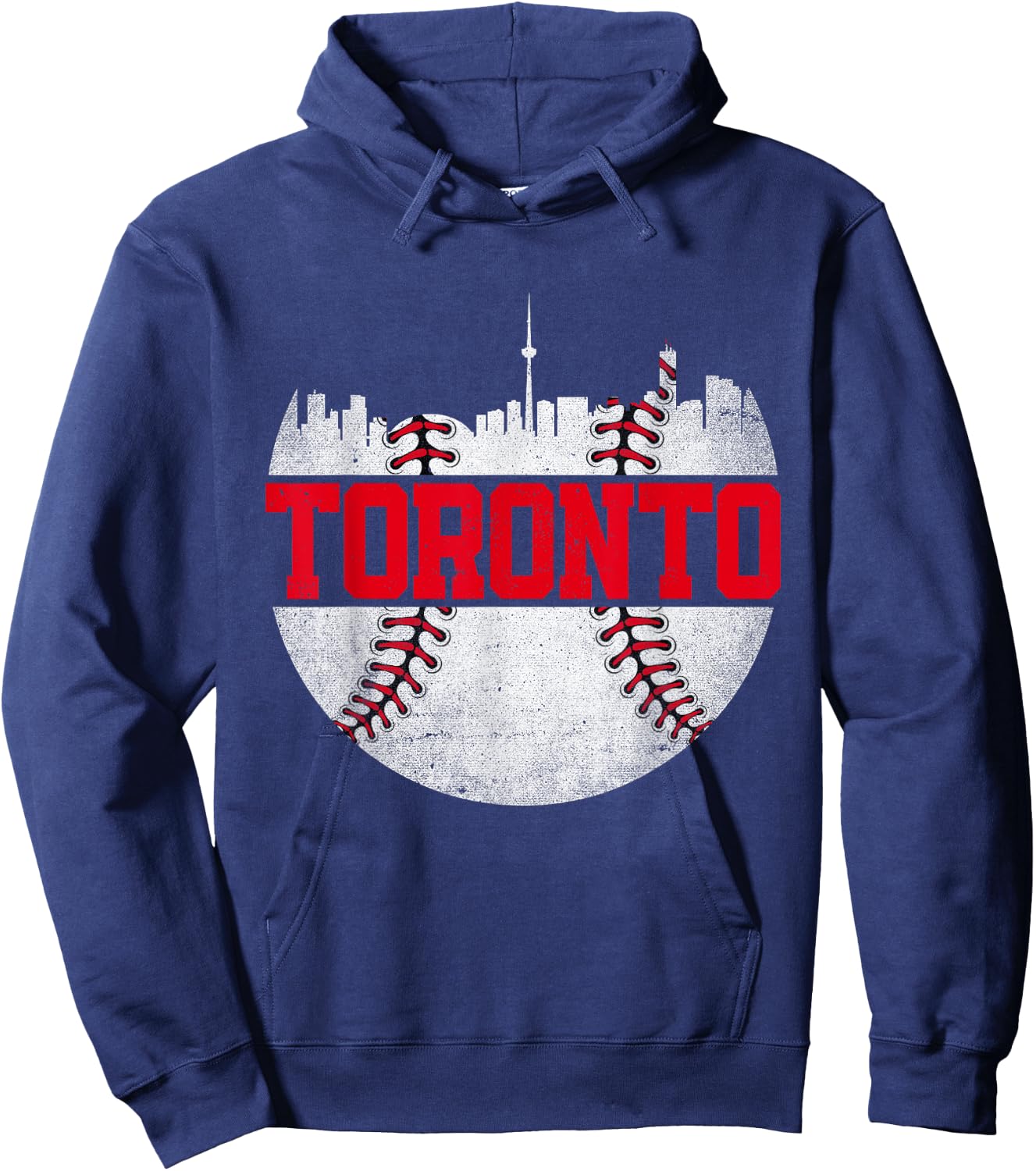 Toronto Baseball Cityscape Distressed Graphic Men Women Hoodie - Hoodie | Navy