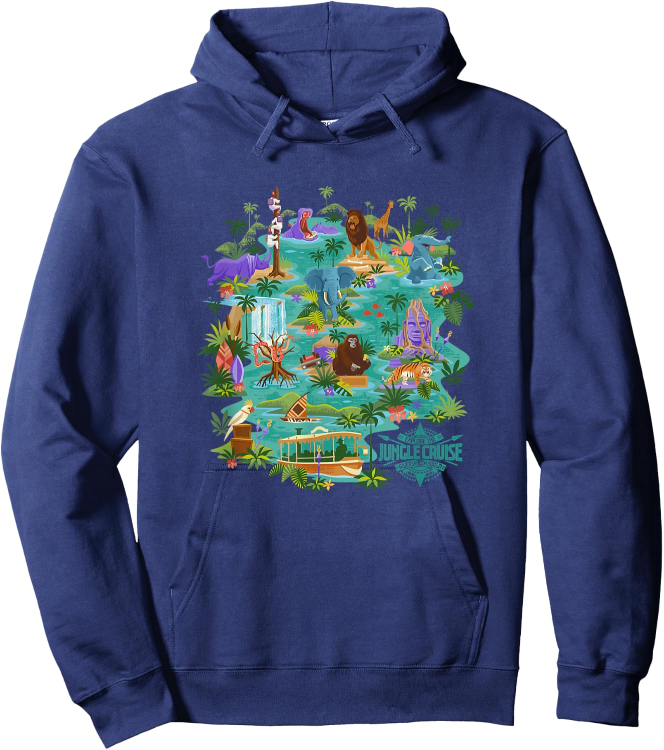 Disney Jungle Cruise Explore The Rivers Of The World Map Hoodie - Hoodie | Navy
