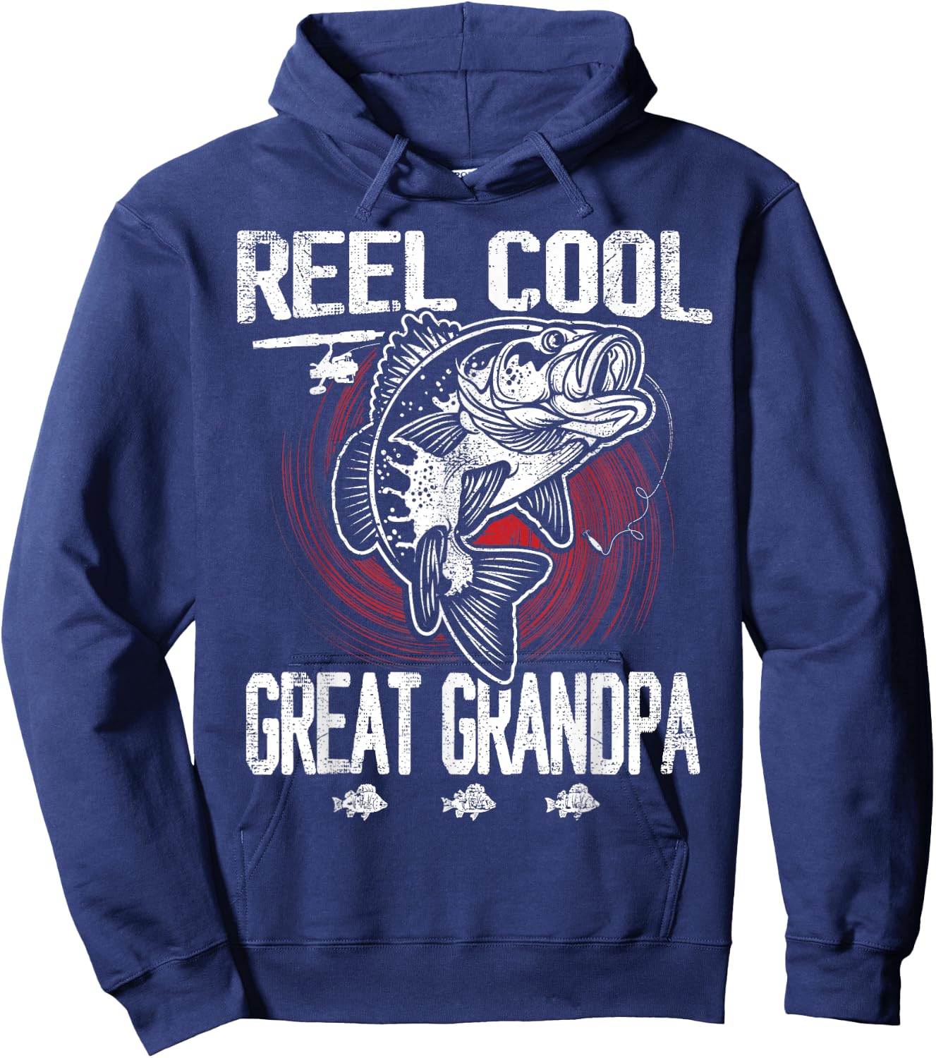 Funny Fathers Day Vintage Fishing Reel Cool Great Grandpa Hoodie - Hoodie | Navy