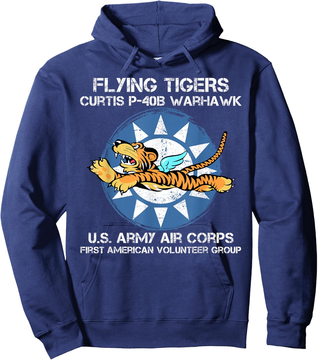 Flying Tigers Curtis P-40B Warhawk World War 2 Airplane Hoodie - Hoodie | Navy