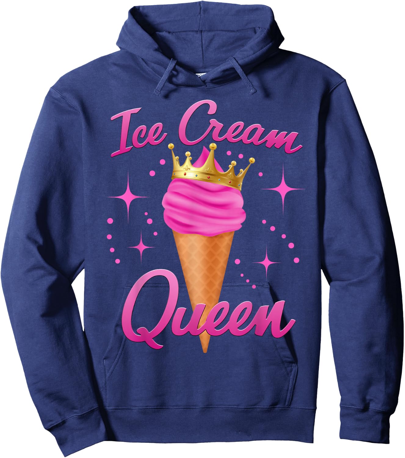 Ice Cream Queen Cute Summer Squad Sparkle Birthday Girl Hoodie - Hoodie | Navy