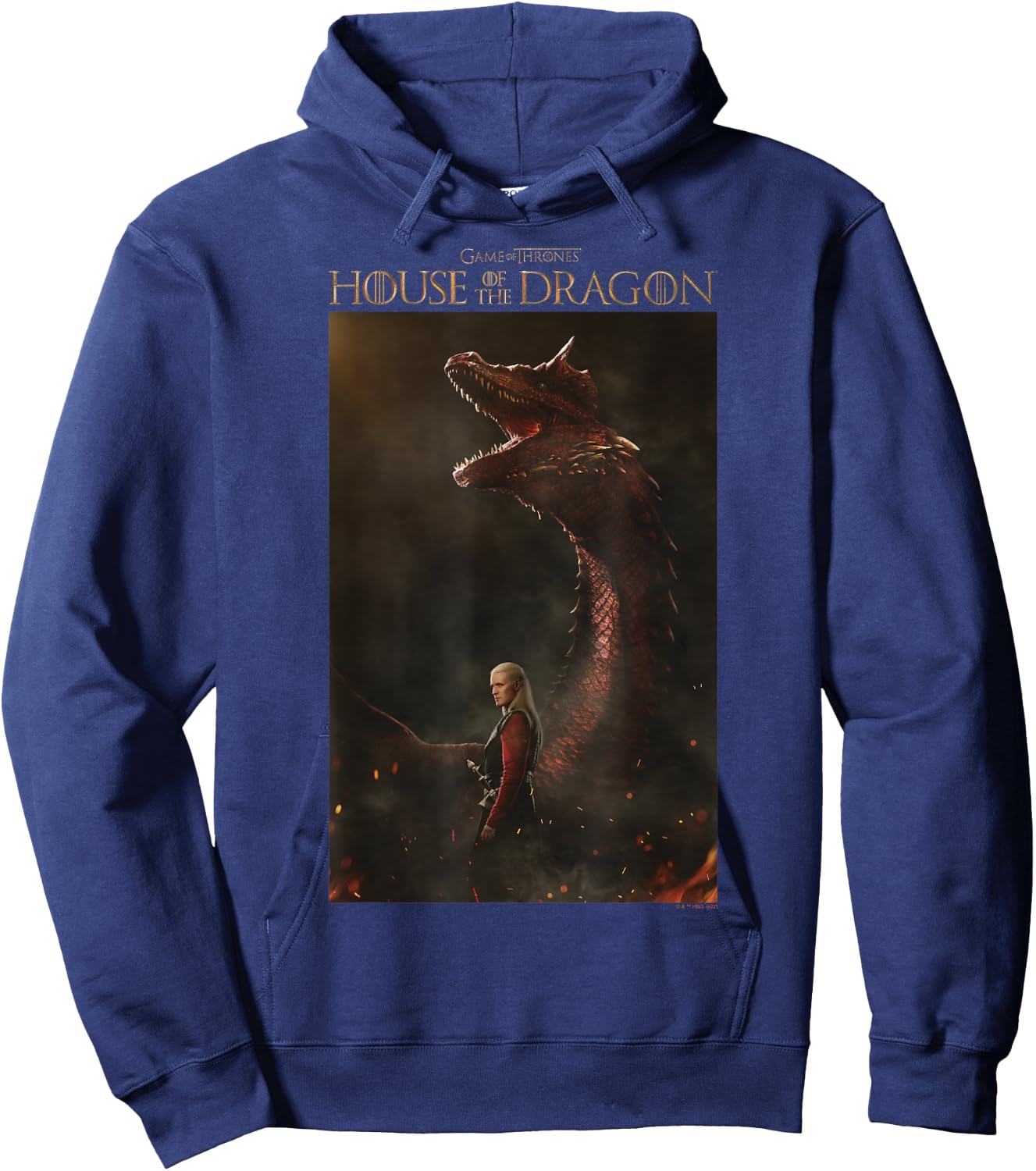 House of the Dragon Daemon & Caraxes Poster Hoodie - Hoodie | Navy