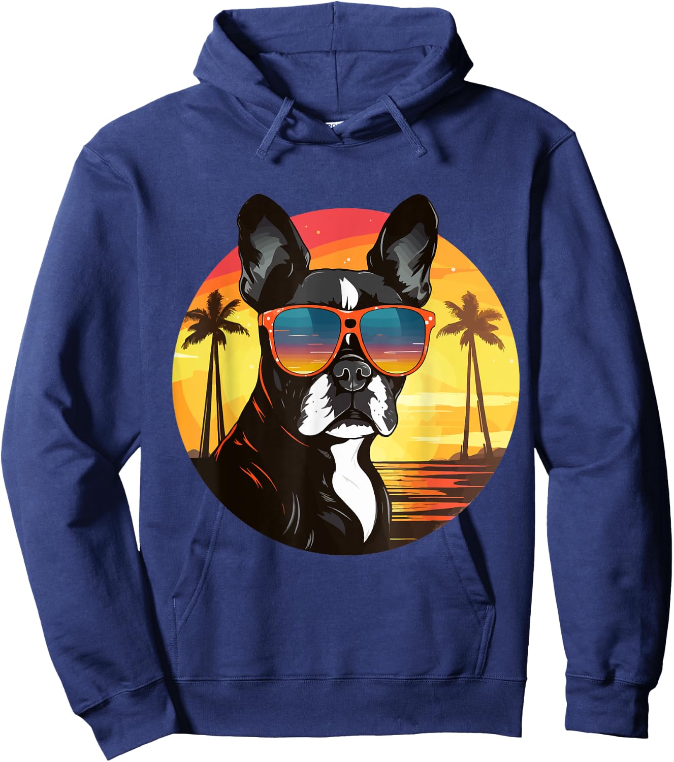 Boston Terrier Bostie Dog Breed Pet with Sunglasses Women Kids Hoodie - Hoodie | Navy