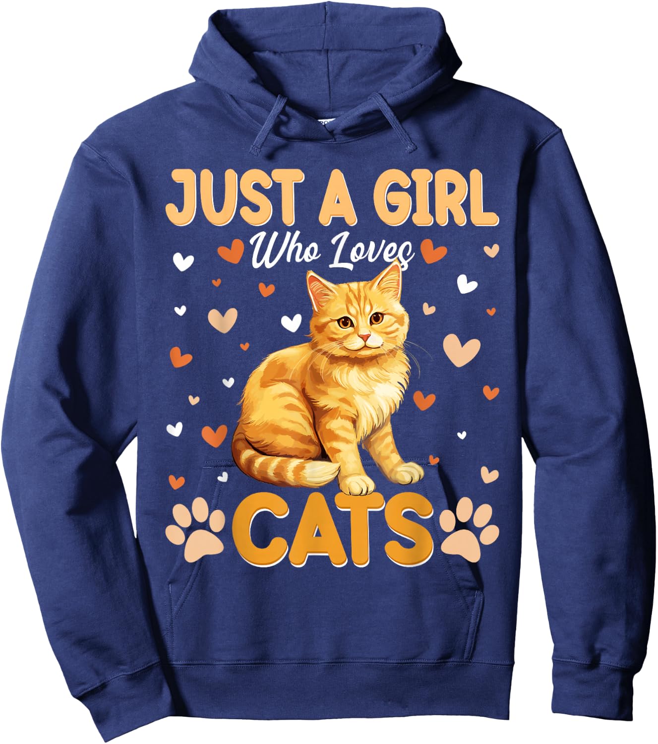 Just A Girl Who Loves Cats Women and Girls Hoodie - Hoodie | Navy
