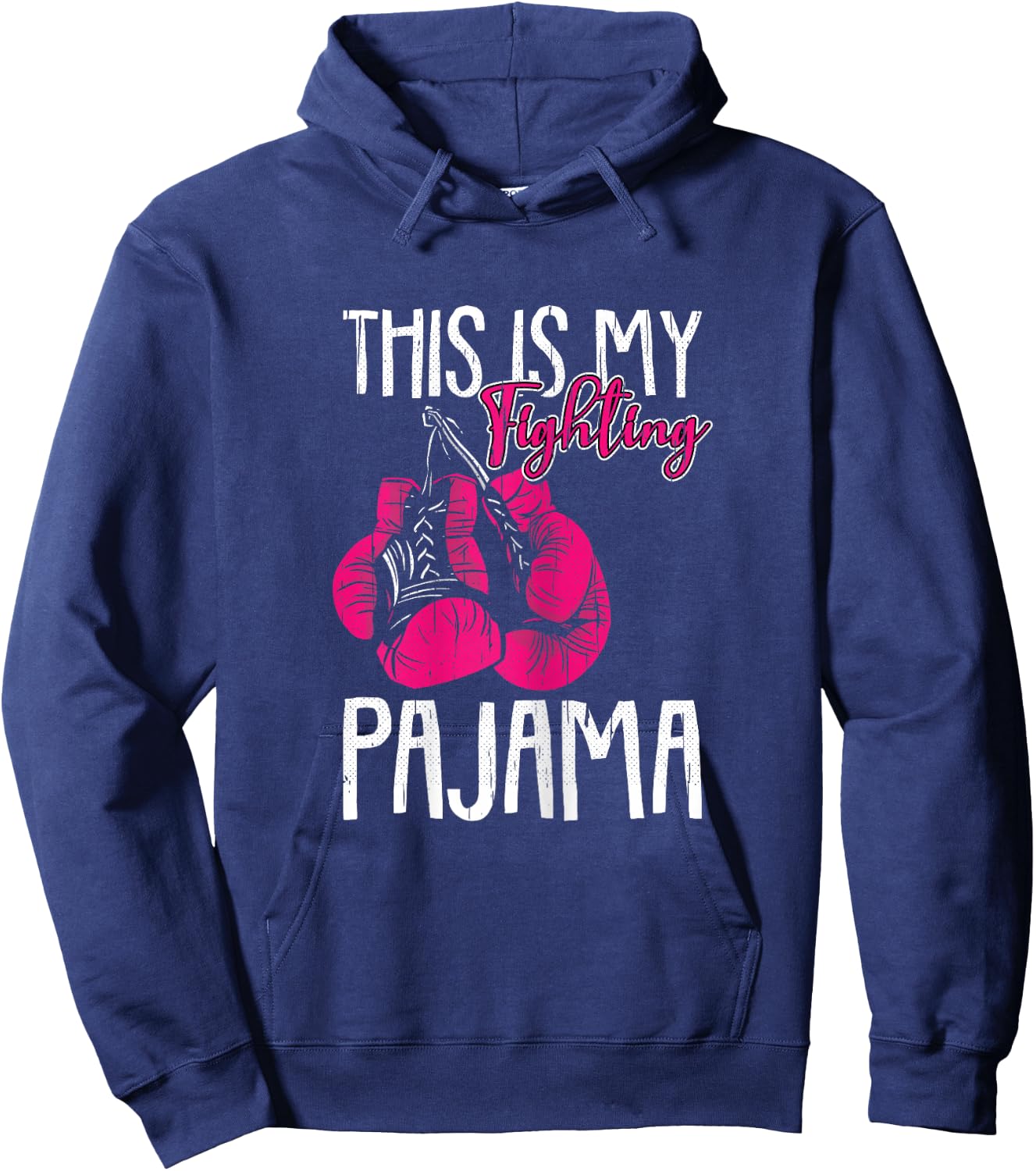 My Fighting Pajama Breast Cancer Awareness Ribbon Warrior Hoodie - Hoodie | Navy