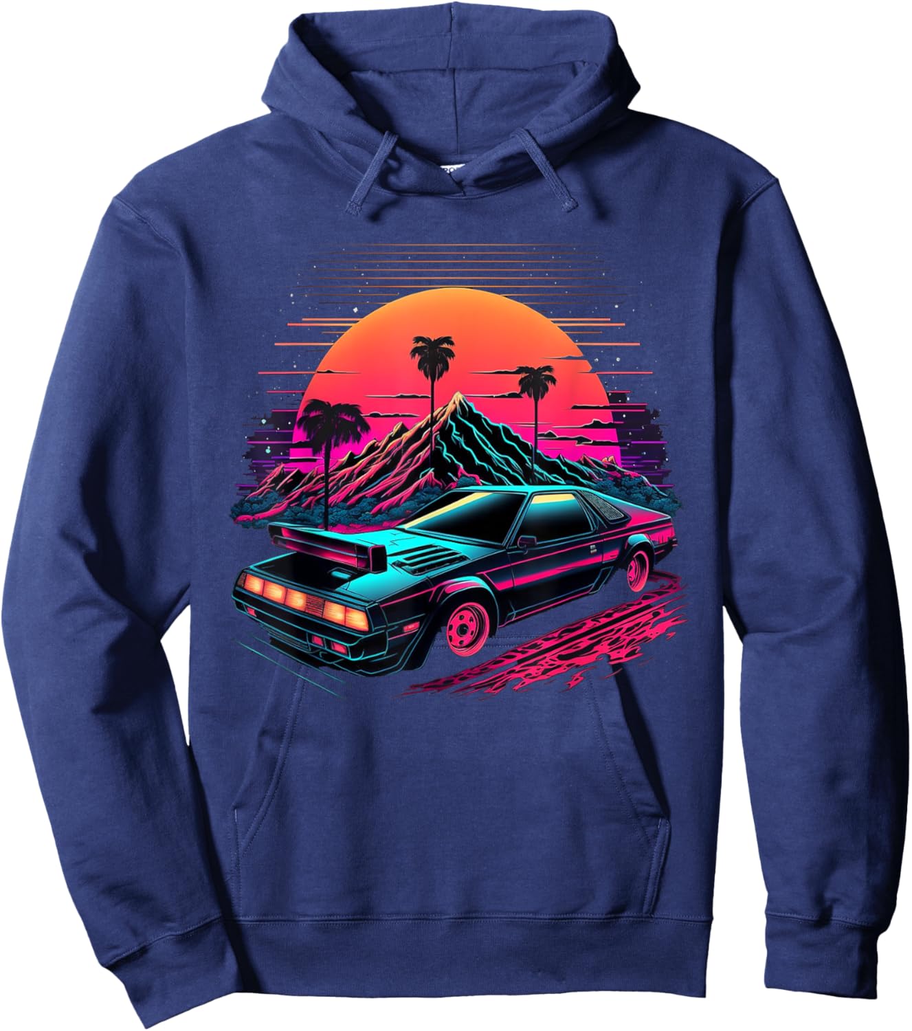 Japanese Retro Futuristic Synthwave Car Racing JDM Tuning Hoodie - Hoodie | Navy