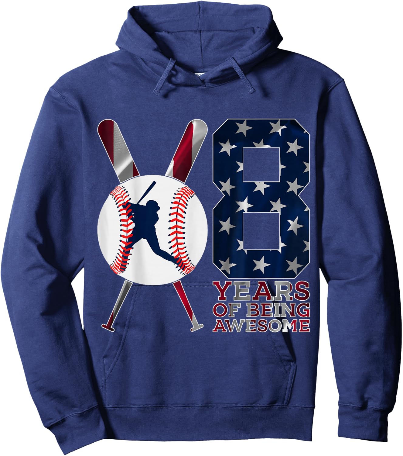8 Years of Being Awesome Baseball 8TH Birthday Hoodie - Hoodie | Navy
