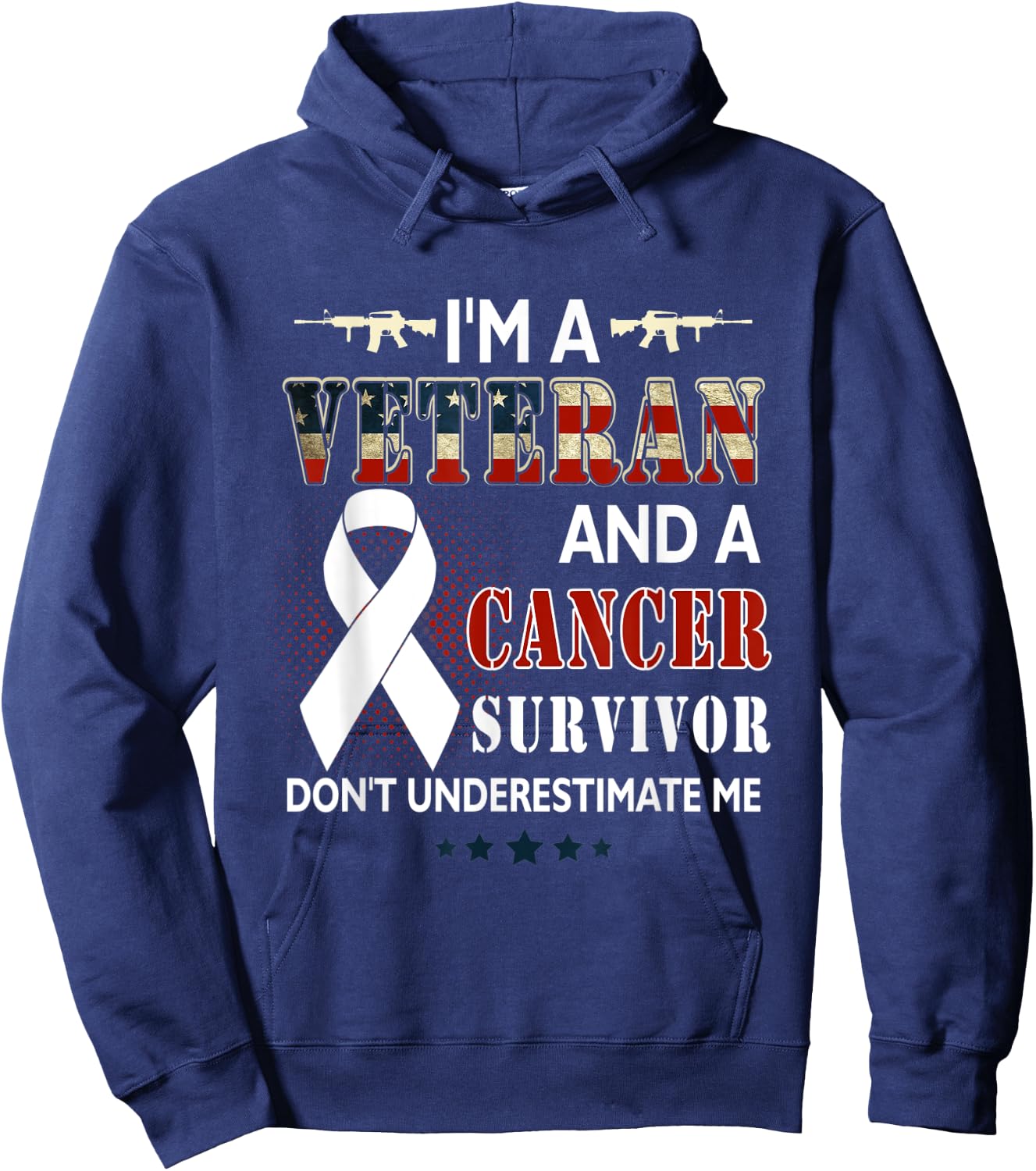 I'm A Veteran And A Cancer Survivor Don't Underestimate Me Hoodie - Hoodie | Navy