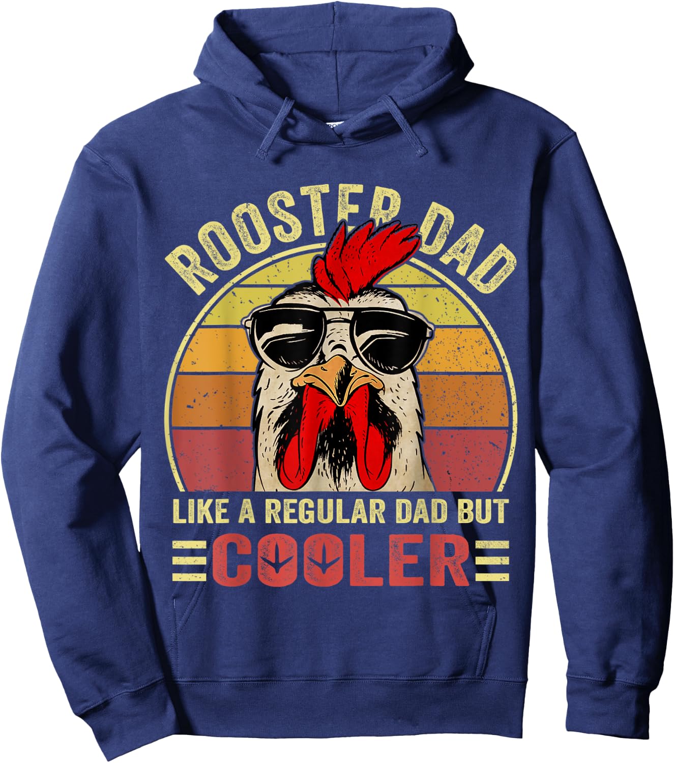 Retro Rooster Dad, Chicken Dad, Rooster Father Hoodie - Hoodie | Navy