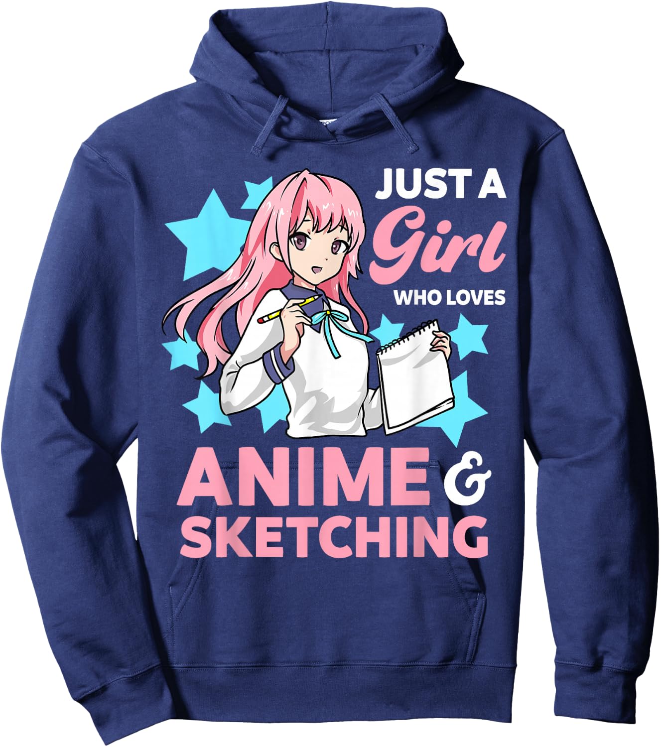 Just A Girl Who Loves Anime and Sketching Drawing Art Kawaii Hoodie - Hoodie | Navy