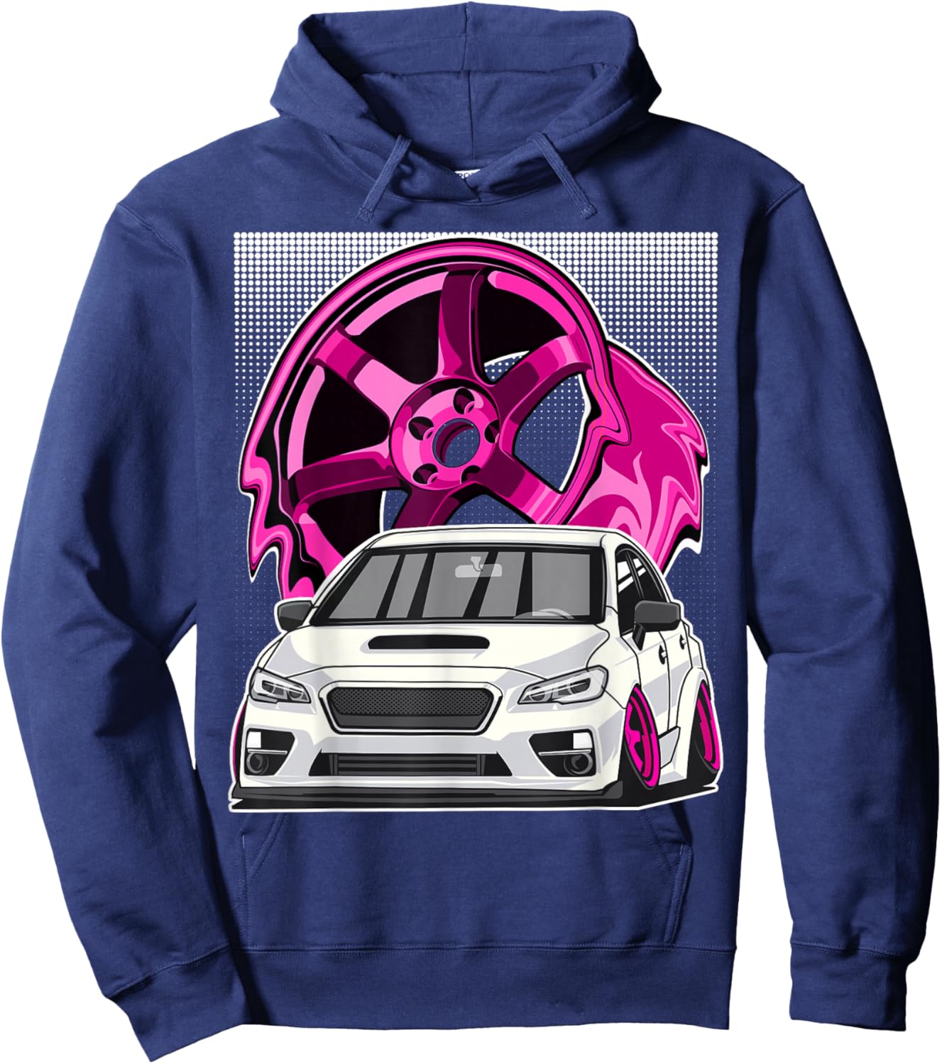Subie VA JDM Stance Car Wheel Boxer Motor Racing Graphic Hoodie - Hoodie | Navy
