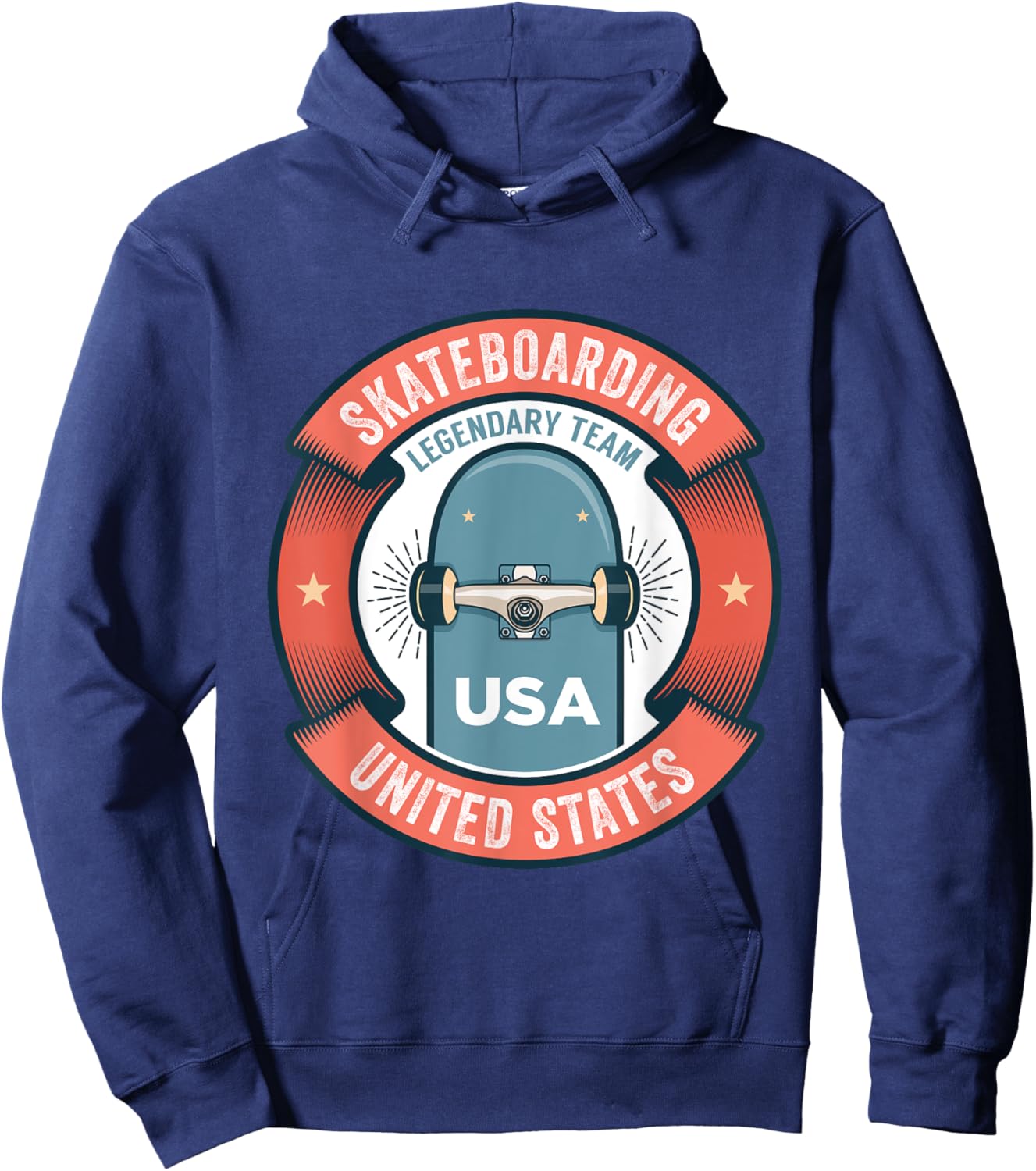 Skateboarding USA Support the Team Shirt USA Flag Skateboard Hoodie - Hoodie | Navy