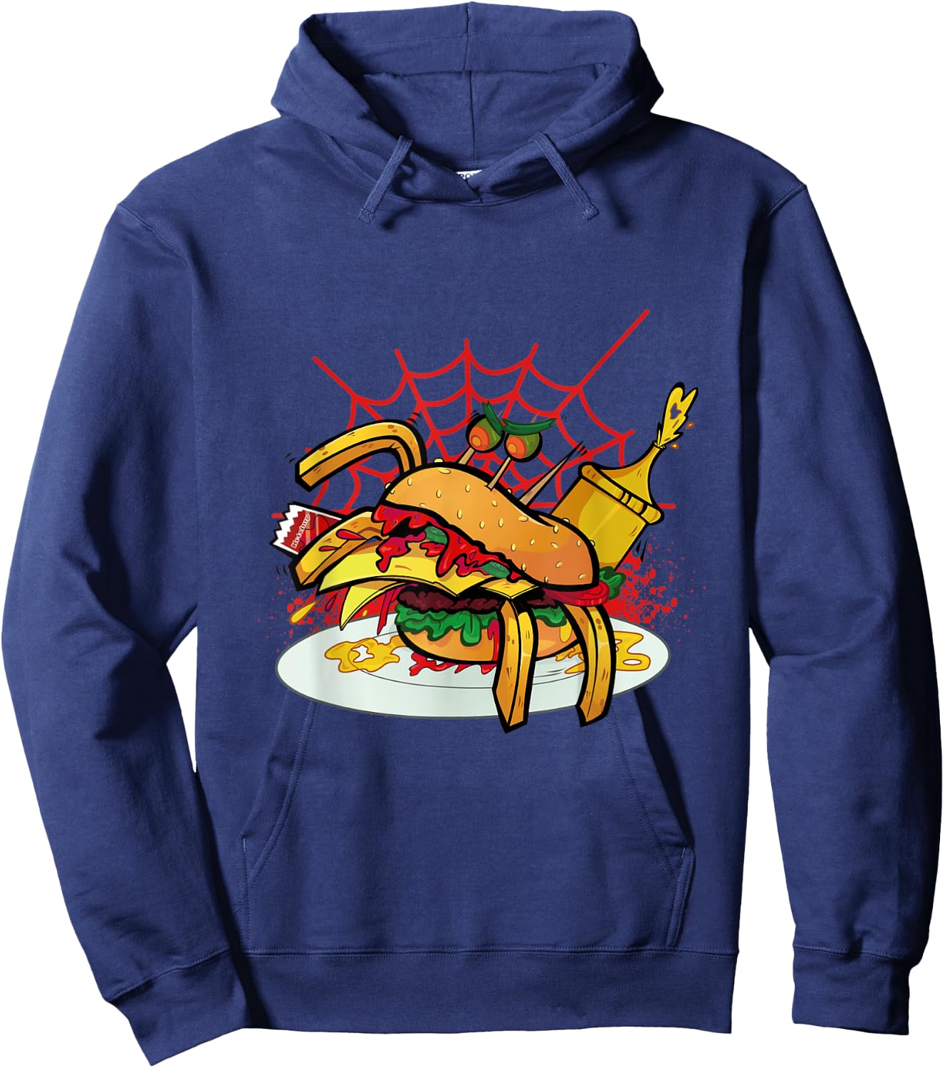 Monster Spider Cheese Burger Food Cheese Burger Hoodie - Hoodie | Navy