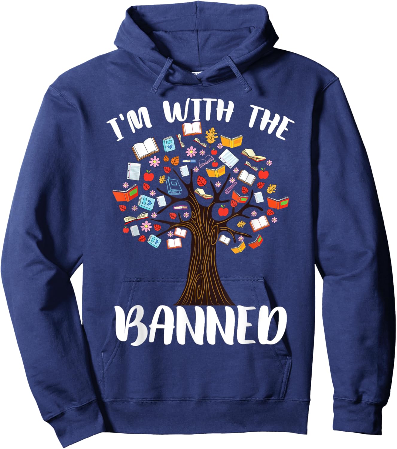 I'm With The Banned | Librarian Reader Banned Books Hoodie - Hoodie | Navy