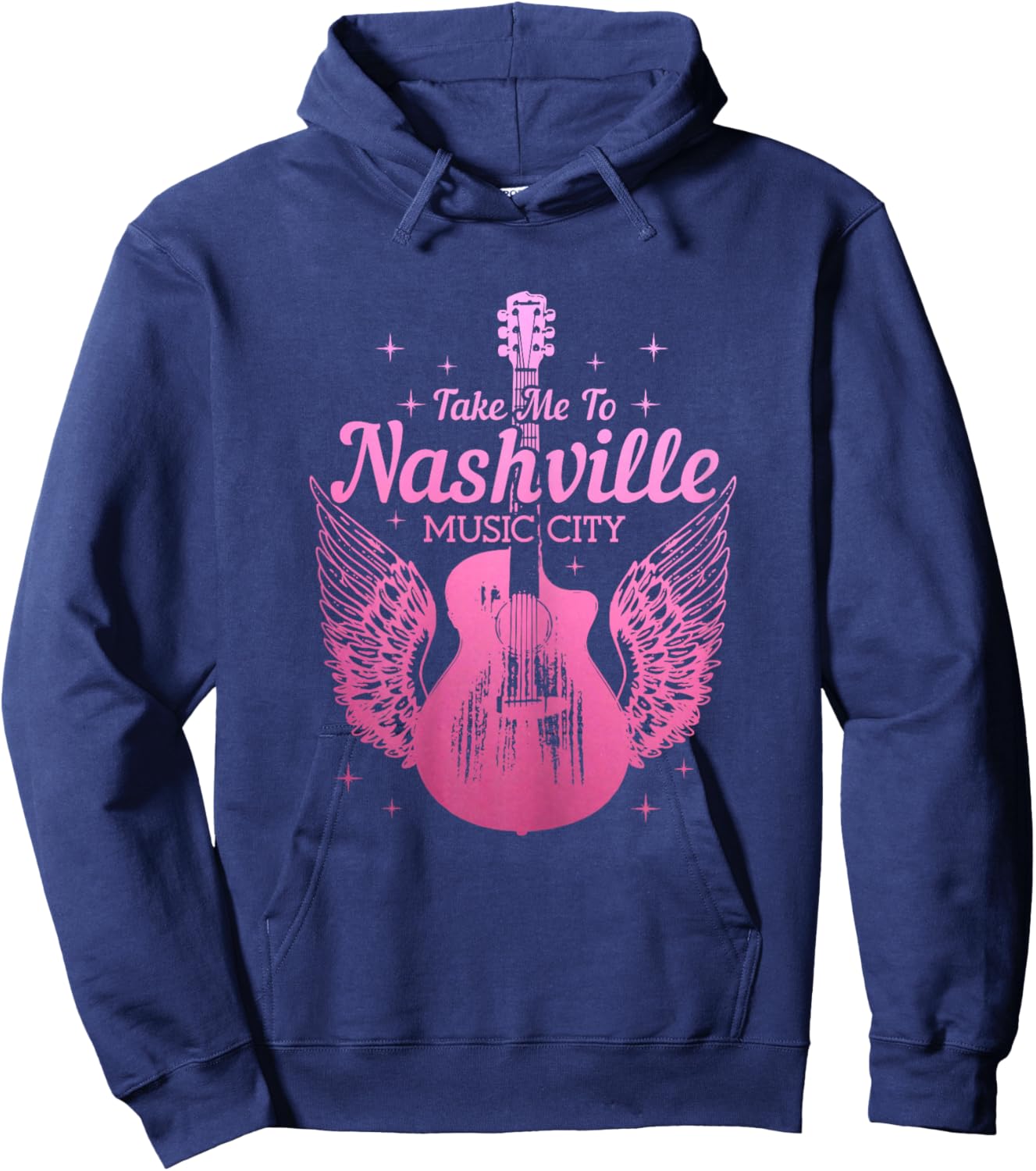 Nashville Guitar Wings Tennessee Vintage Country Music City Hoodie - Hoodie | Navy