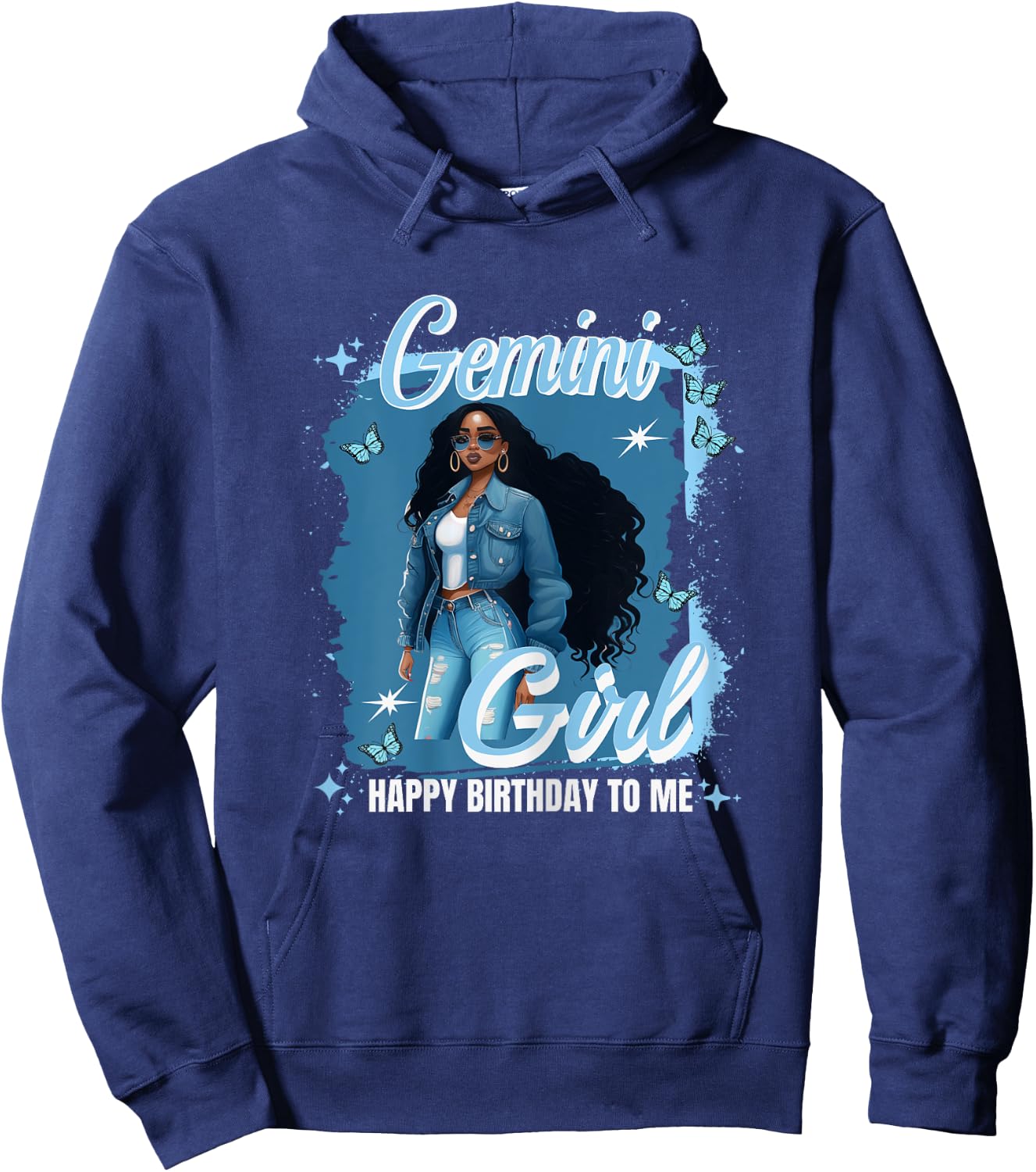 Gemini Girl Melanin Queen May Woman June Queen Birthday Hoodie - Hoodie | Navy