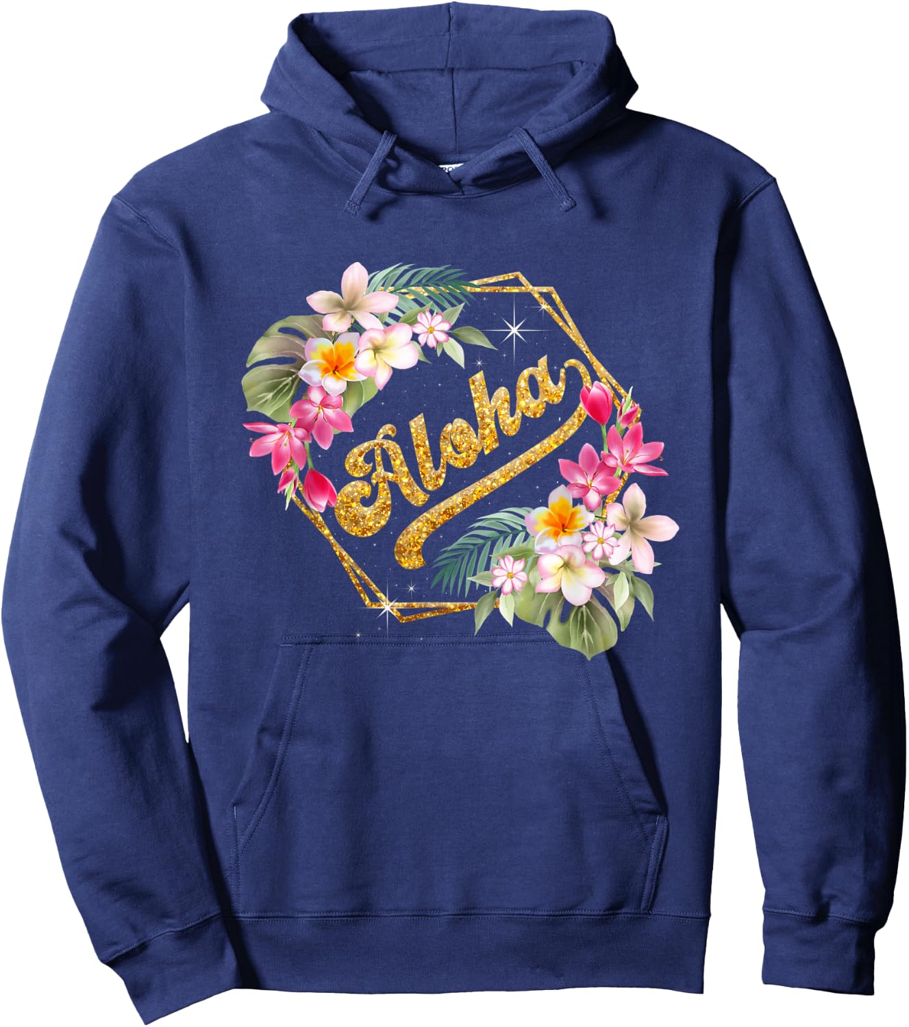 Aloha Flowers Hawaiian Funny Hawaii Beach Luau Party Women Hoodie - Hoodie | Navy